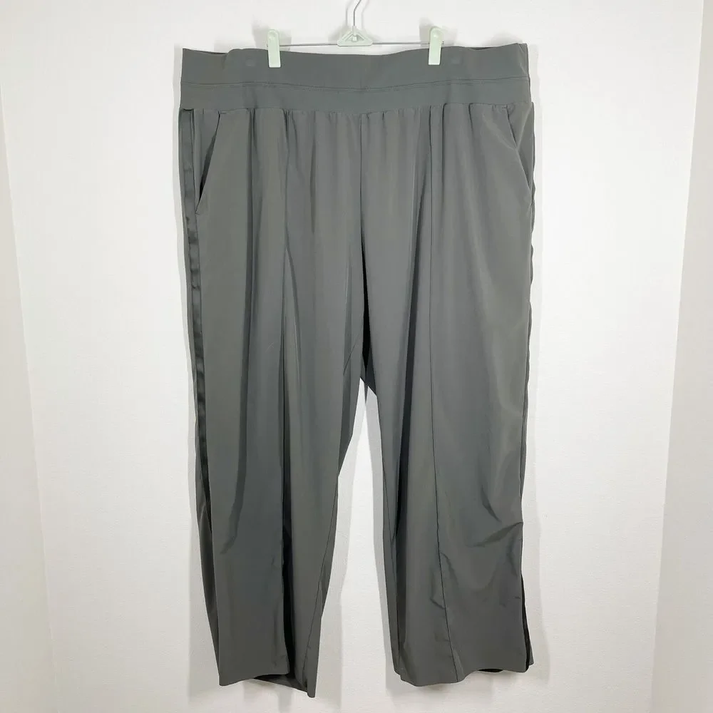 Athleta Nolita Wide Leg Pants Womens‎ Plus Size 26 Green Gray Pockets Seamed